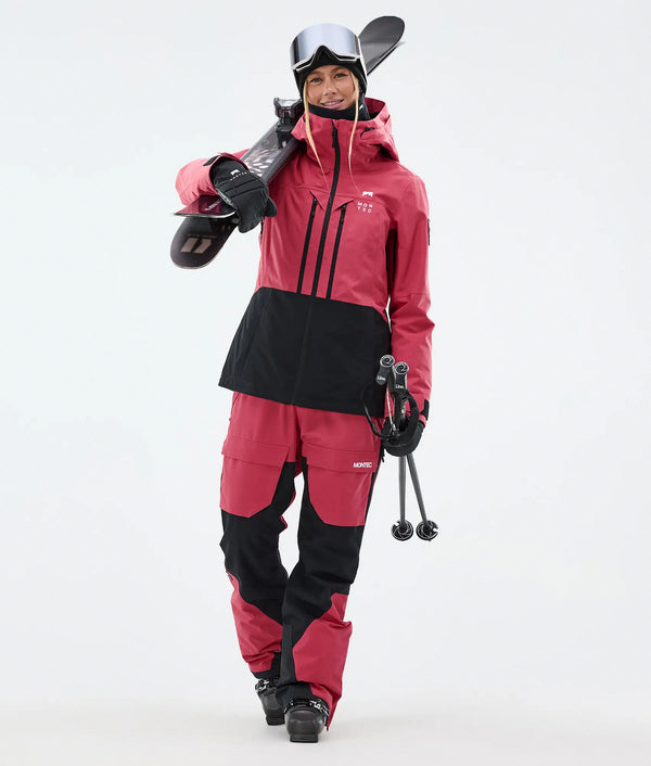 Moss W Damen-Skijacke – Hellrot / Schwarz